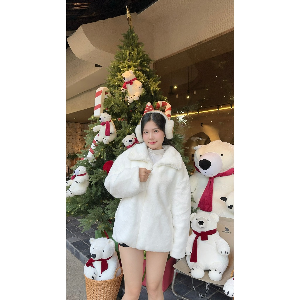 Áo khoác lông thỏ trần bông màu TRẮNG & ĐEN  bản mới cổ rộng cực kỳ dày dặn cực kỳ mềm mịn | BigBuy360 - bigbuy360.vn