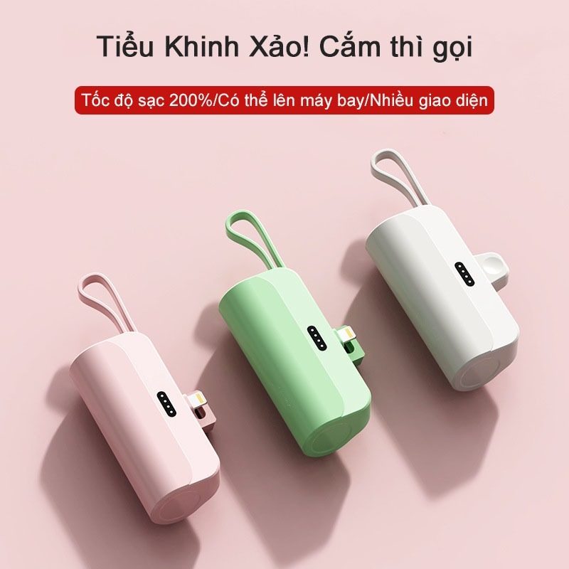 sạc dự phòng mini 5000mah Mang theo bên mình ,cáp sạc nhanh