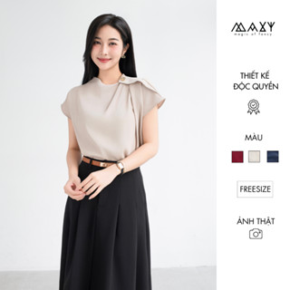    CHỈ CÓ TRÊN LIVE   Áo kiểu nữ lụa xếp ly vai tay cánh dơi cúc mạ Button Sleeve Top Maxy Workshop   Link 2026   