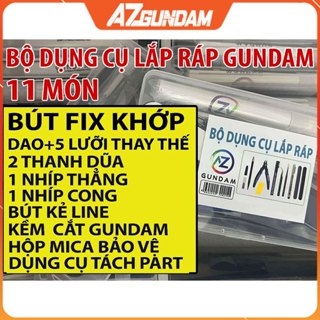  Bộ Dụng Cụ Gundam 11 MÓN: HỘP MICA - BÚT FIX KHỚP LỎNG - KỀM - BÚT KẺ LẰN CHÌM - DAO - NHÍP -2 NHÁM 