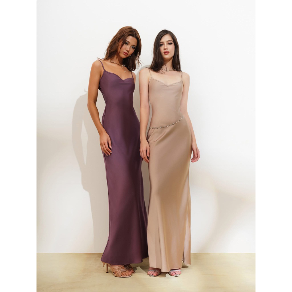 Pass đồ - Đầm lụa hai dây Fetish brand màu tím bên trái size s (đọc kĩ mô tả)