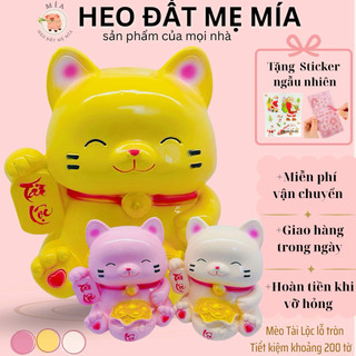 Heo Đất Tiết Kiệm Mèo Tài Lộc Size To Lỗ Tròn Đáng Yêu, Heo Đất Mẹ Mía |Ống Tiết Kiệm Trang Trí Qùa Tặng