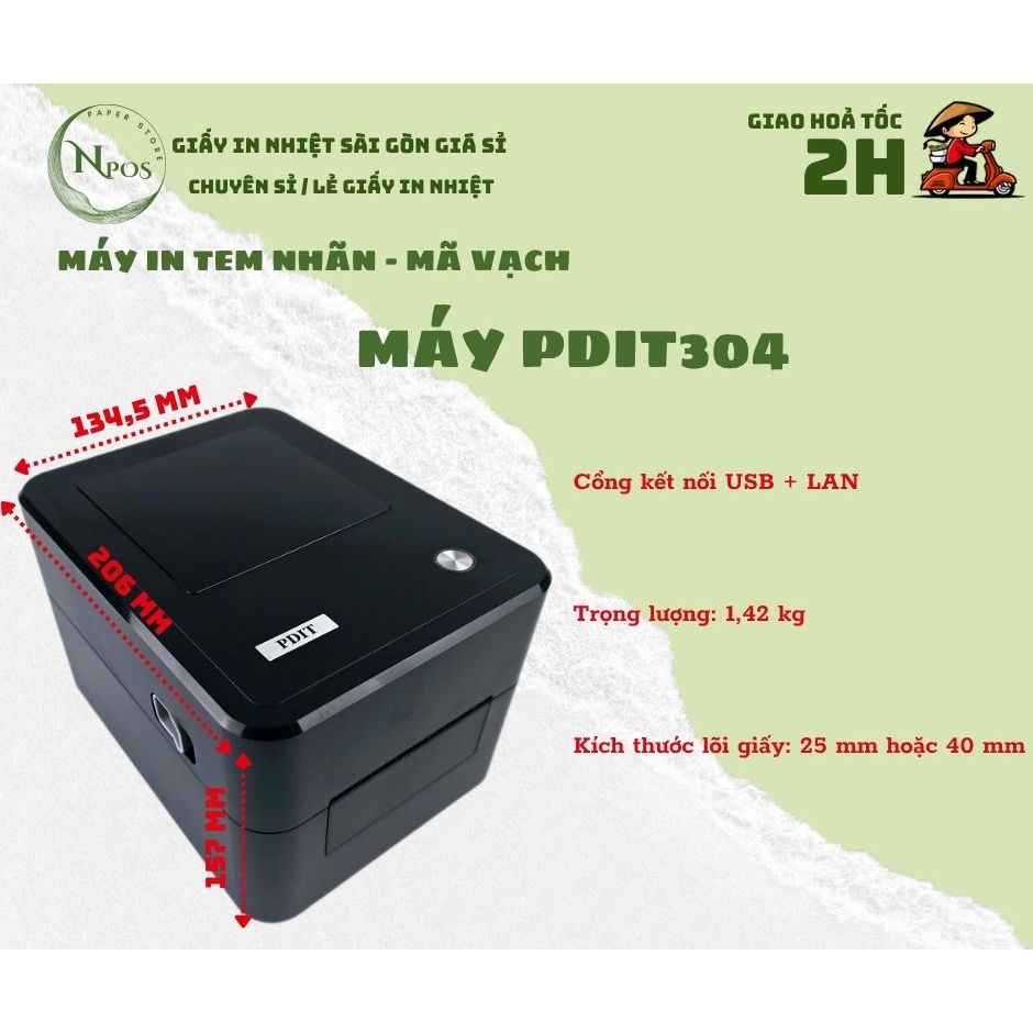 [PDIT304] Máy In Tem, Máy In Vận Đơn, Máy In Mã Vạch, Máy In, Máy In Tem Trà Sữa PD304