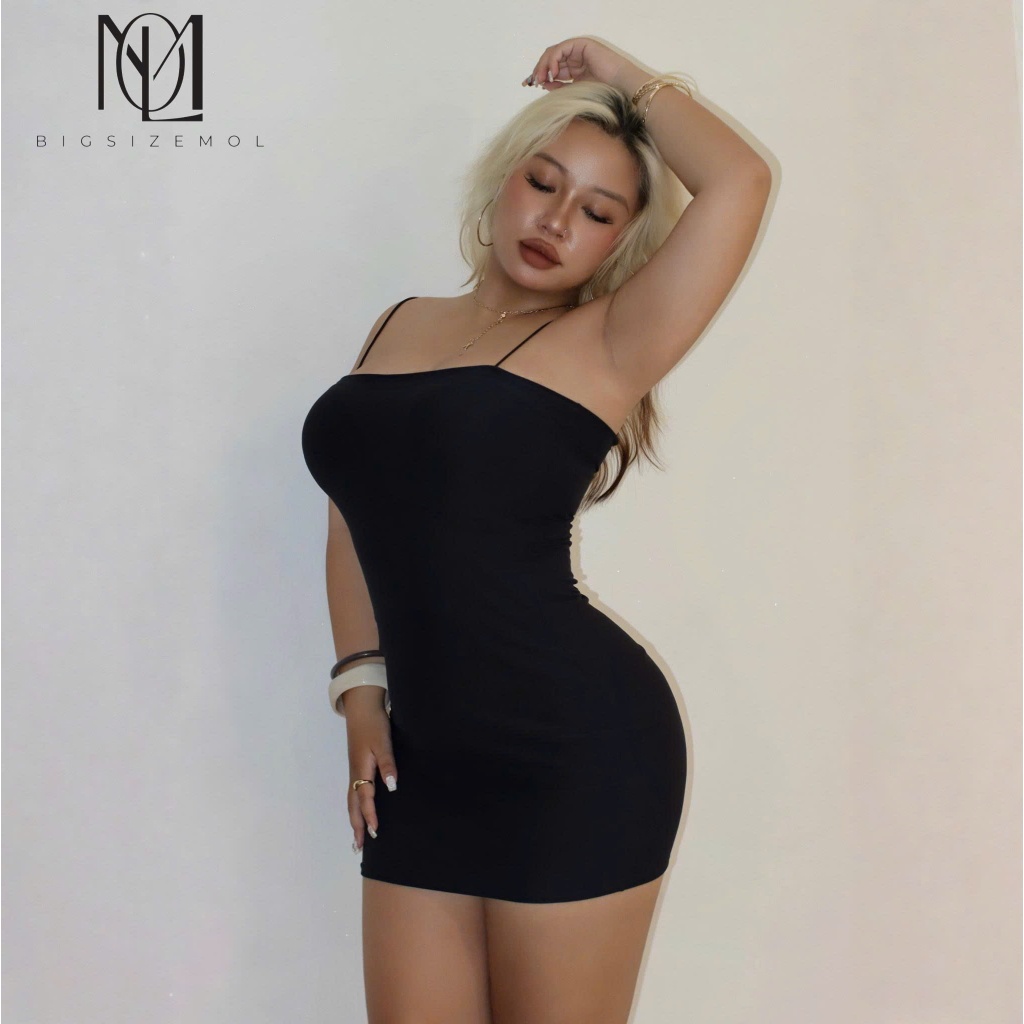 [ BIGSIZE TRÊN 55KG ] ĐẦM BODY 2 DÂY BÚN co giãn 4 chiều bigsize nữ