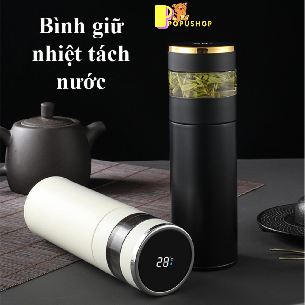 Bình giữ nhiệt Inox 316 cao cấp tách nước 500ml có đèn led bình nước giữ nhiệt pha trà lõi inox 316 