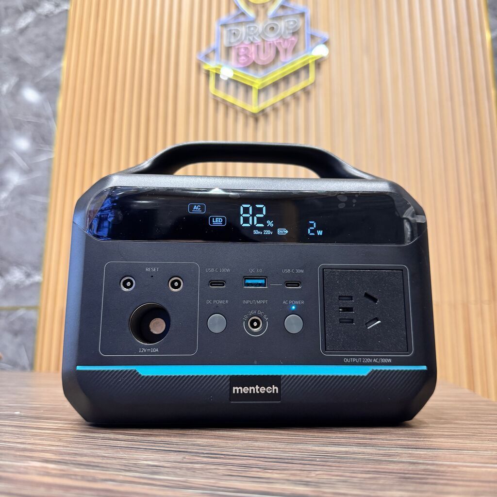 (GIÁ TỐT) Trạm sạc Mentech  MT300 300w, 2 cổng C 100w & 60w, sạc điện 220V 1,5h đầy pin, đèn chiếu s
