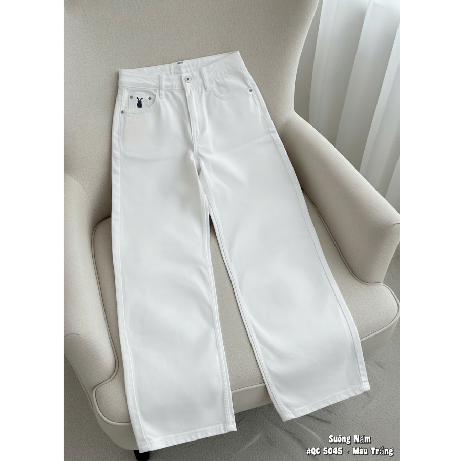 [55-90kg] Quần Jean Nữ Bigsize Cạp Cao Ống Rộng Chất Vải Jean Mềm, Quần Bò Ống Rộng Nữ Suông Nấm Trắng Đen Be QC5045 | BigBuy360 - bigbuy360.vn
