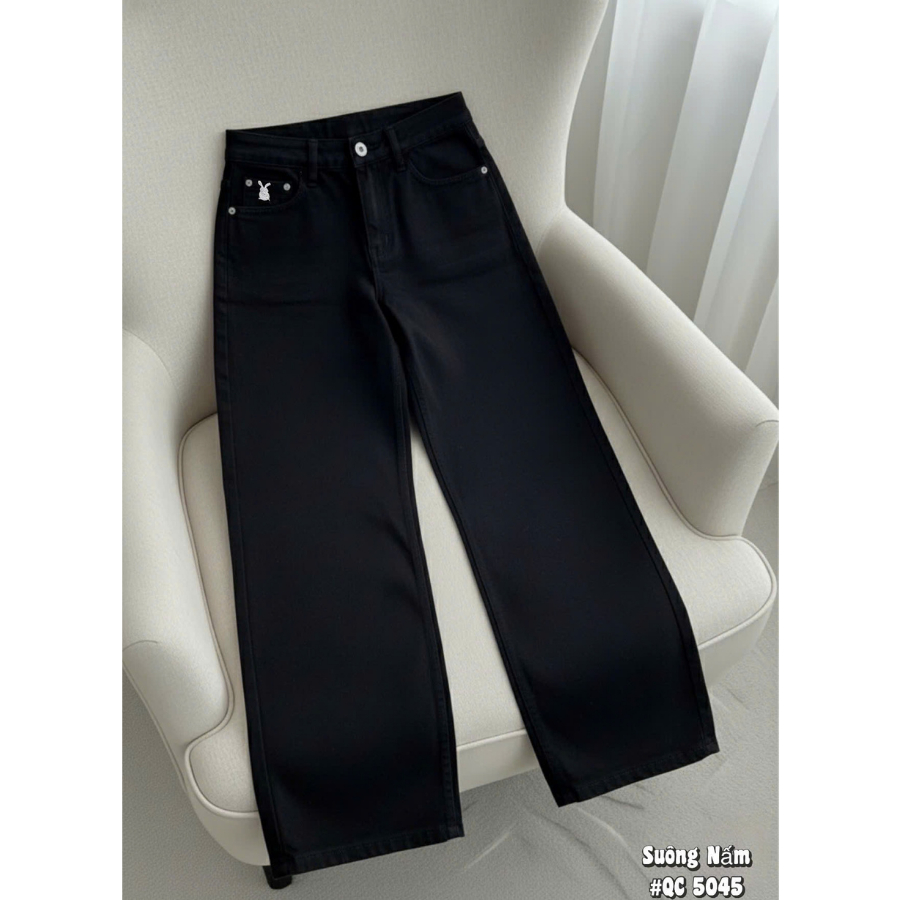 [55-90kg] Quần Jean Nữ Bigsize Cạp Cao Ống Rộng Chất Vải Jean Mềm, Quần Bò Ống Rộng Nữ Suông Nấm Trắng Đen Be QC5045 | BigBuy360 - bigbuy360.vn