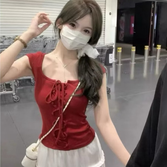 ÁO ĐỎ TẾT NOEN BẸT VAI CỘT DÂY ĐAN CHÉO SANG TRỌNG BV52