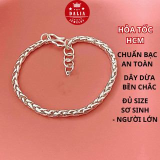Lắc bạc tay chân cho bé chuẩn bạc ta dạng trơn dày dặn DaLiA Jewelry lắc bé trai, bé gái, trẻ em