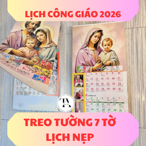LỊCH TREO TƯỜNG 7 TỜ- LỊCH CÔNG GIÁO 2026