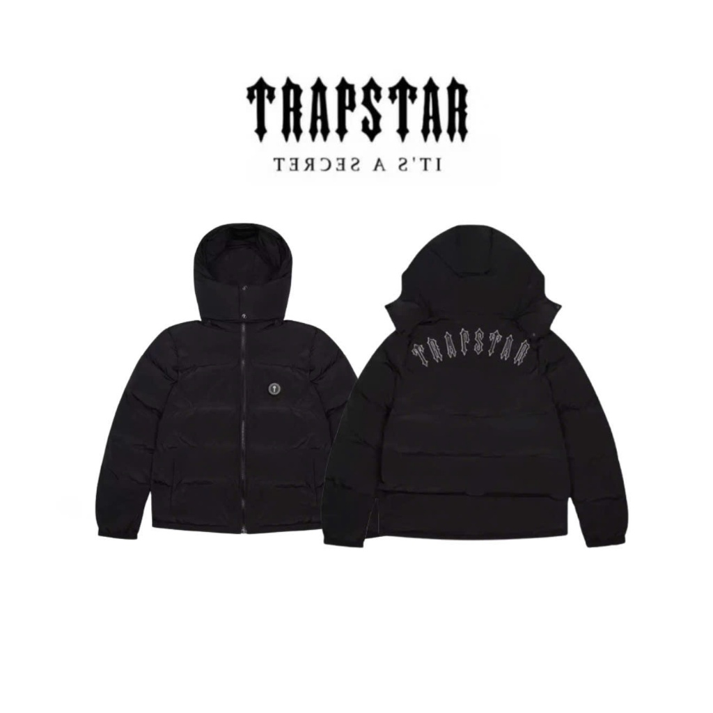 Áo phao mùa đông Trapstar London đen phong cách cực chất cho các Drill thủ UK