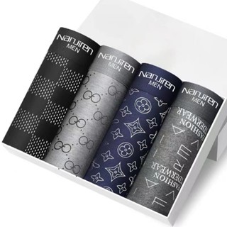 Sét 4 quần sịp nam boxer nam sịp đùi vải thun cotton co dãn thấm hút quần xì kháng khuẩn NANJIREN - Vua Boxer