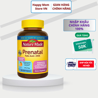  Vitamin tổng hợp cho mẹ bầu Prenatal Folic Acid + DHA Nature Made bổ sung đầy đủ vitamin cho mẹ bầu và sau khi sinh 