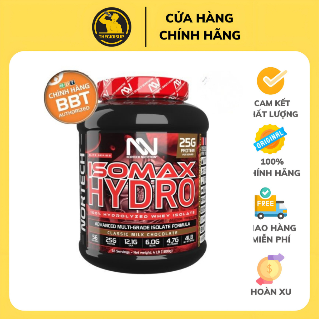Thực phẩm bổ sung ISOMAX HYDRO CLASSIC MILK CHOCOLATE - Bổ sung đạm whey protein thủy phân cô lập