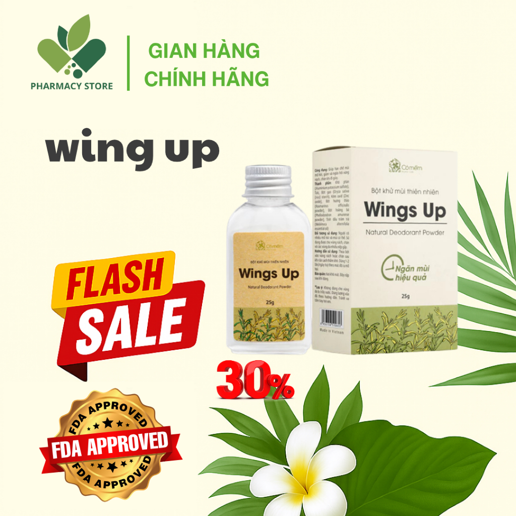 Bột Khử Mùi Wings Up Khử Mùi Hôi Chân Hôi Nách Giảm Tiết Mồ Hôi Hôi Cỏ Mềm 25g