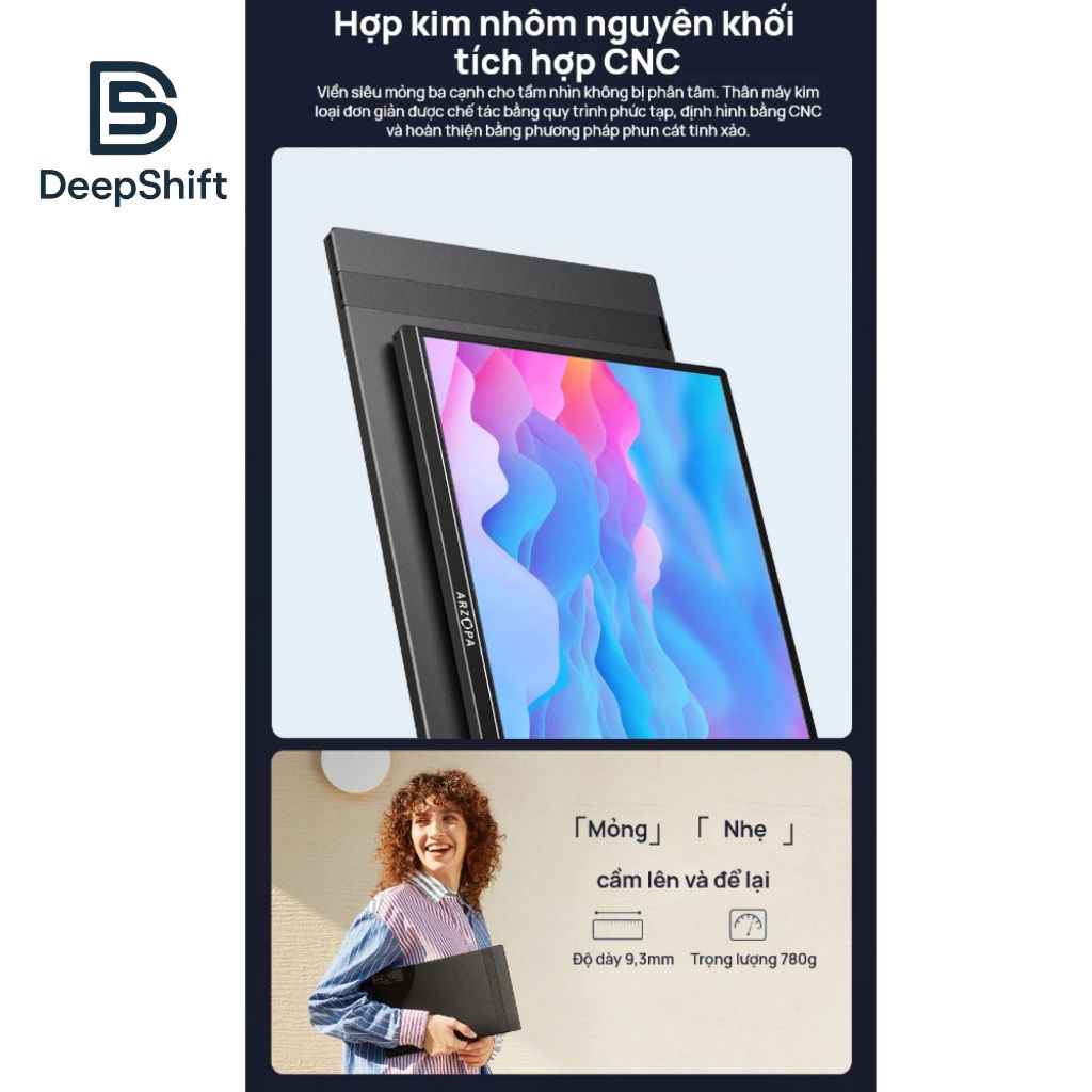 Màn hình di động ARZOPA Z3FC 16.1" IPS 180Hz 2.5K 107% sRGB HDR, Chăm sóc mắt | Cho PC, Laptop, Mobile | BigBuy360 - bigbuy360.vn