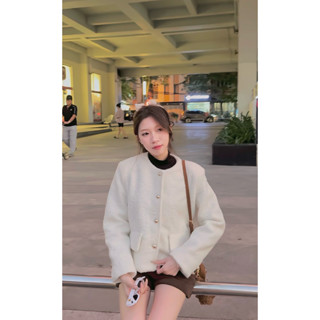    Phiên bản CỔ TRÒN   Áo khoác DẠ CỪU siêu dày dặn ấm 2 lớp Samhyewear 