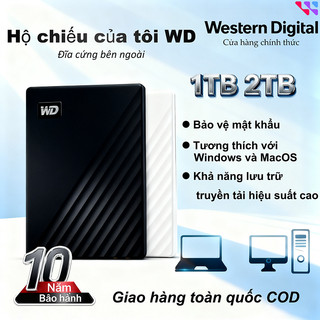   COD Giao hàng nội địa Ổ cứng ngoài lưu trữ di động WD My PassportTM  1TB   2TB  Bảo hành 5 năm 