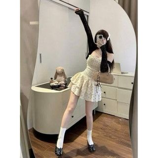 Đ-77. Đầm ống Kèm BÔNG nhún thun 2 tầng có quần Trong hoạ tiết chấm bi