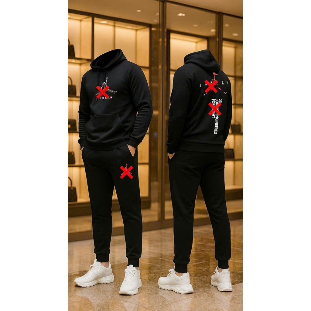 Set Đồ Nam Hoodie Thể Thao Form Rộng – Bộ Quần Áo Nỉ Nhung Cao Cấp Đen Phong Cách Streetwear