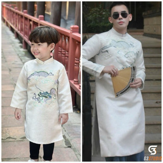 ⚡️SIÊU HOT ⚡️Áo dài nam cao cấp cho bố và bé gấm dệt thêu cao cấp mặc đi chơi lễ tết.