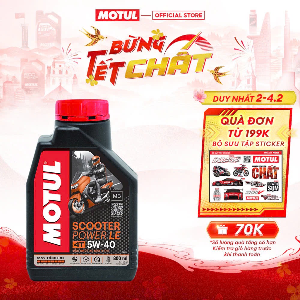 Motul - Dầu Nhớt Xe Tay Ga + Xe Số MOTUL SCOOTER EXPERT LE 10W40 0.8L