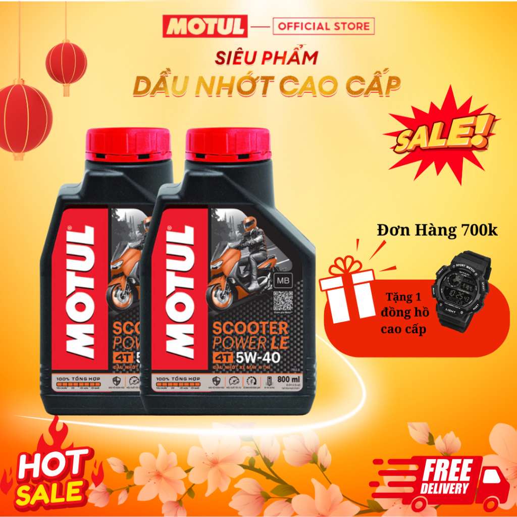 Motul ( Bán Tổng Hợp + Full Tổng Hợp ) - Dầu Nhớt Xe Tay Ga + Xe Số MOTUL SCOOTER EXPERT LE 10W40 0.8L