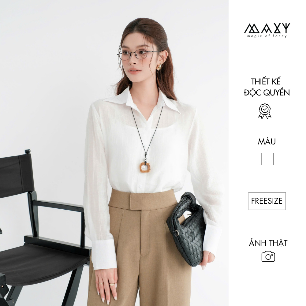 Áo sơ mi voan tơ mỏng có áo lót Sheer Shirt Maxy Workshop