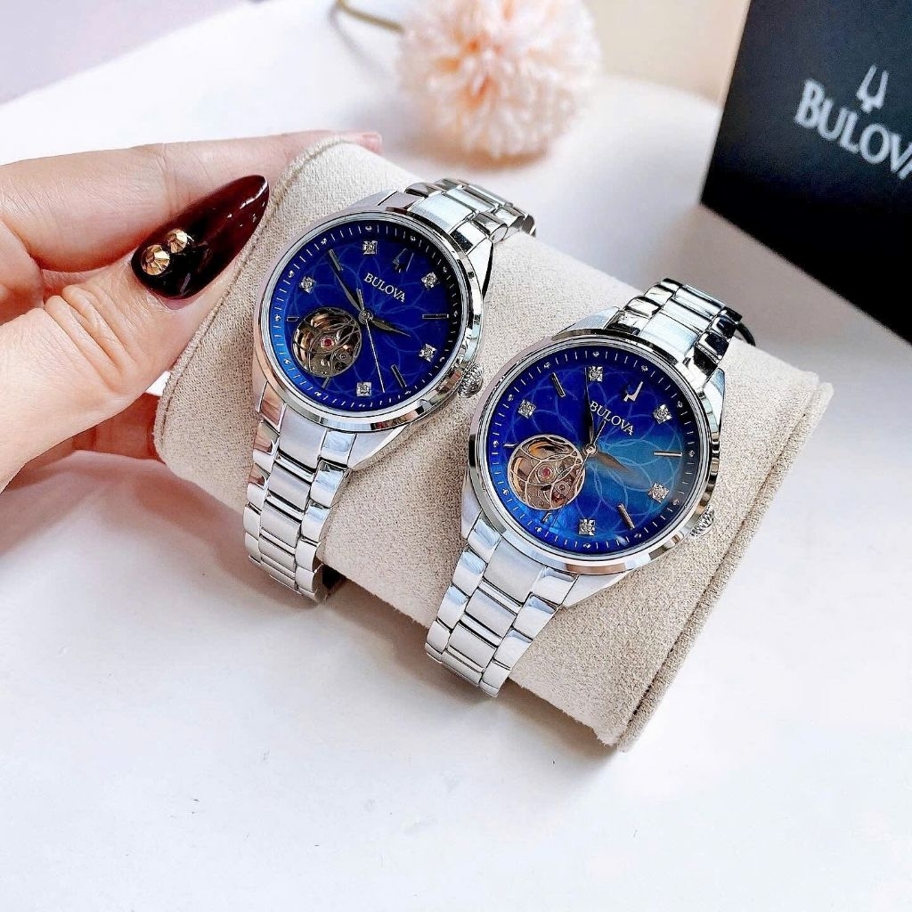 [Chính Hãng 100%] Đồng Hồ Nữ Bulova 96P191 Xanh Máy Cơ (Automatic) Kính Sapphiare Siz 34 Thép Không 
