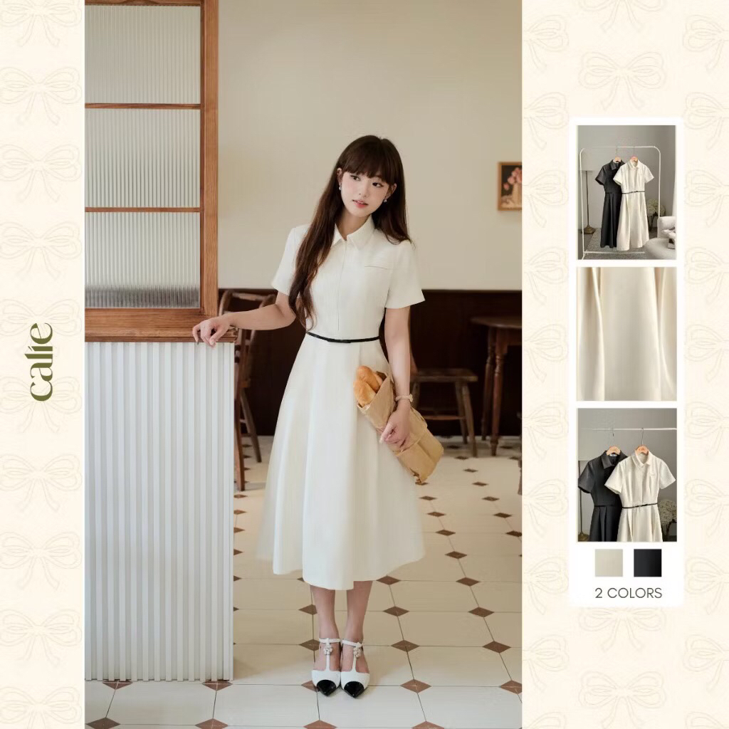 [Thanh lý] Váy liền dáng dài cổ đức Calie House