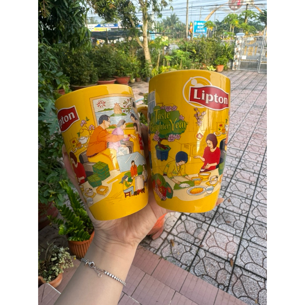 Ly gốm, ly sứ bong bóng ngọc trai - Ly OLONG/Ly Lipton tặng kèm 1 chai nước ngọt