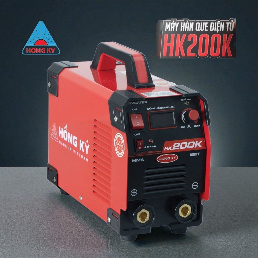 Máy hàn HỒNG KÝ HK200K , chuyên que 2.6-4.0mm  , có chống giật , Inverter tiết kiệm điện , bảo hành 