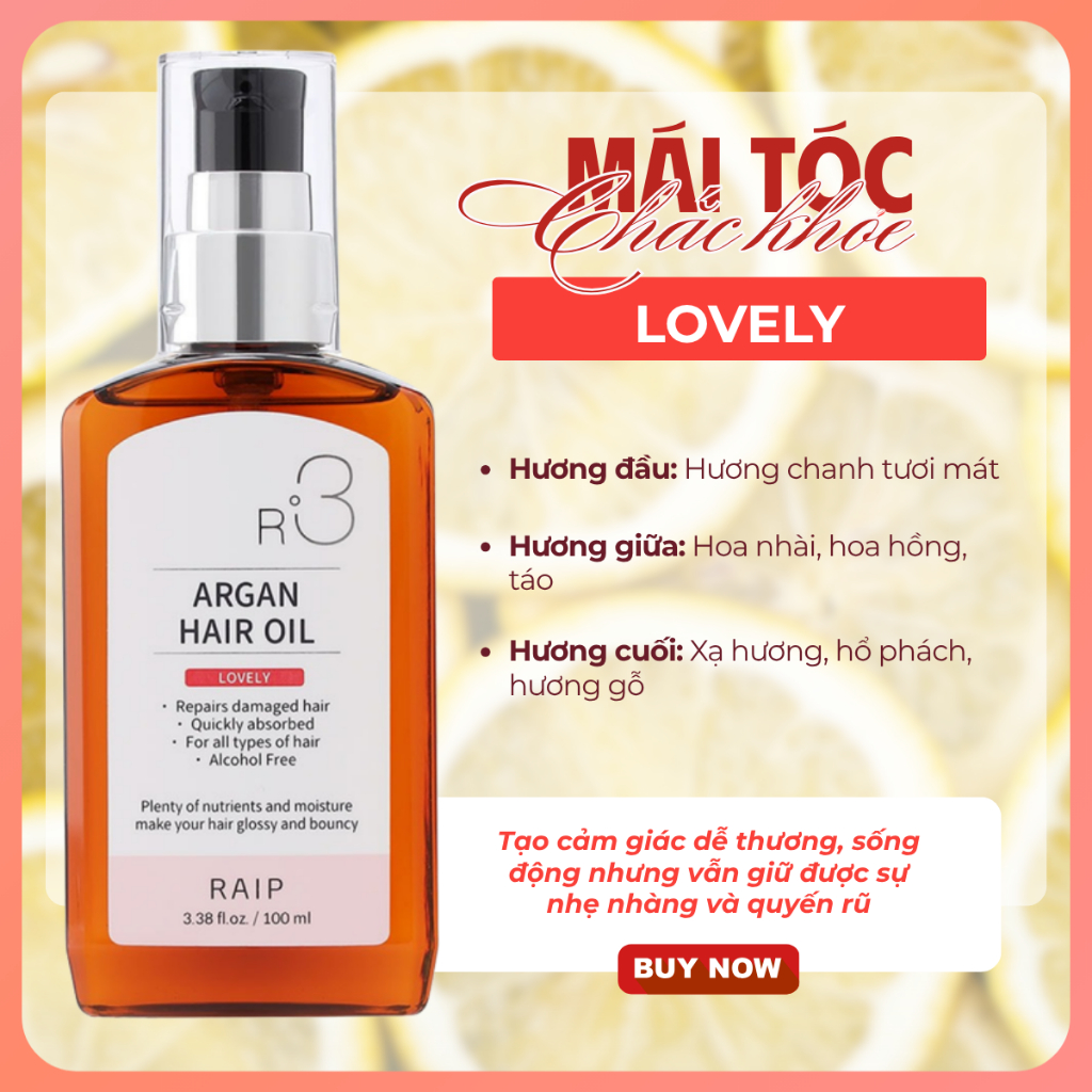 Tinh dầu dưỡng tóc RAIPLAP R3 Argan Hàn Quốc hương Lovely ngọt ngào nữ tính cho mái tóc mềm óng mượt