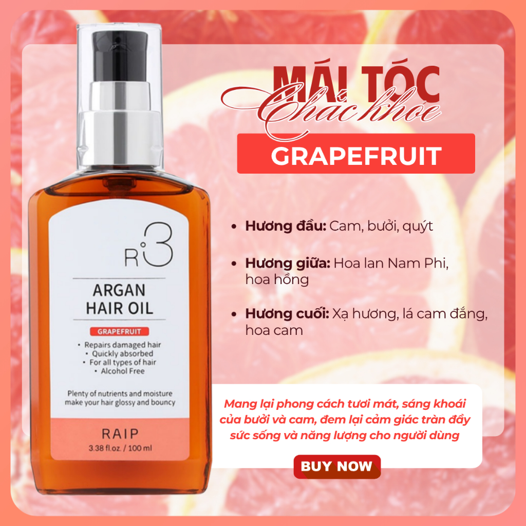 Tinh dầu dưỡng tóc RAIPLAP R3 Argan Hàn Quốc hương Grapefruit thơm ngọt dễ chịu dưỡng tóc mềm mượt | BigBuy360 - bigbuy360.vn