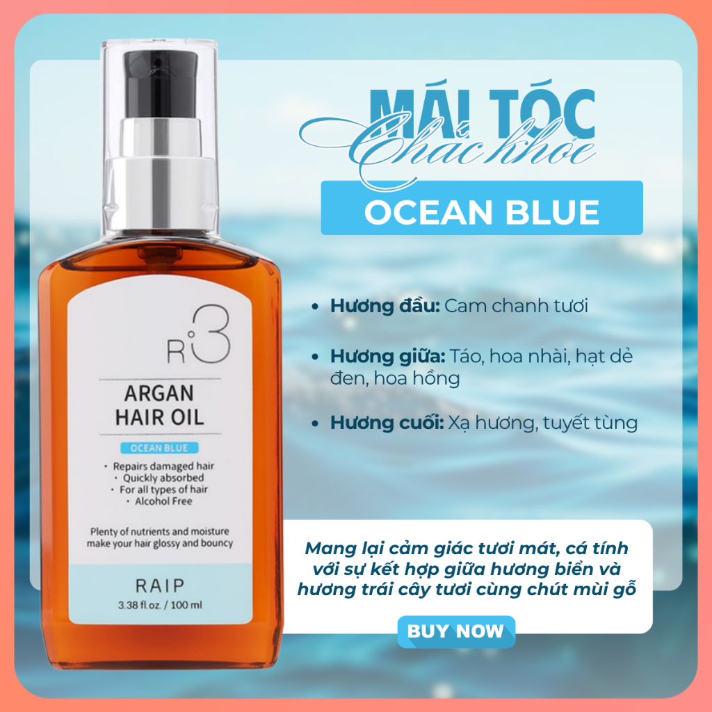 Tinh dầu dưỡng tóc RAIPLAP R3 Argan Hàn Quốc hương Ocean Blue tươi mát dưỡng tóc mềm mượt | BigBuy360 - bigbuy360.vn