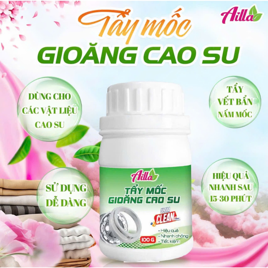 Bột Tẩy Mốc Gioăng Cao Su Máy Giặt 100g Hàng Chính Hãng AILLA Làm Sạch Các Mảng Mốc Trên Gioăng Cao 