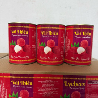 12 Lon Vải Ngâm Nước Đường Thanh Hà Lon 565g date 2028 hàng loại 1