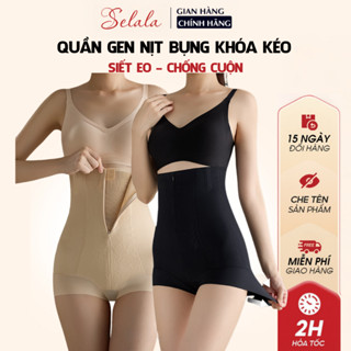  Quần Gen Nịt Bụng Siết Eo Chống Cuộn Selala Cao Cấp Có Khóa Kéo Và Mắc Cài QG29 