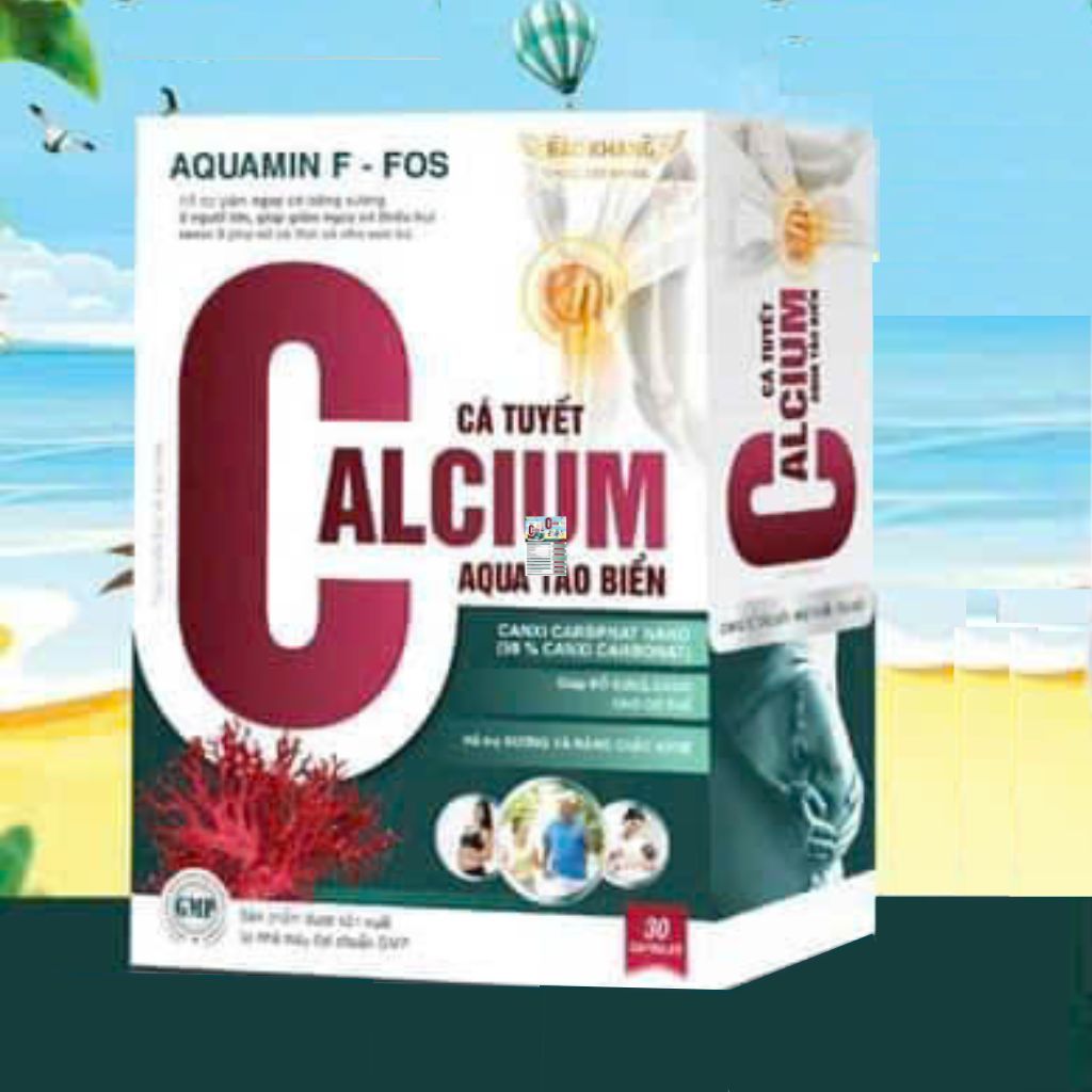 Calcium cá tuyết Aqua tảo biển bổ sung canxi hữu cơ cho cơ thể, hỗ trợ xương và răng chắc khỏe, phòn