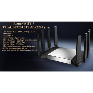   BH 6 tháng    New seal box  Bộ Phát Wifi 7 TPlink BE7200   TL-7DR7290   - xuyên tường cực mạnh - chịu tải cao 