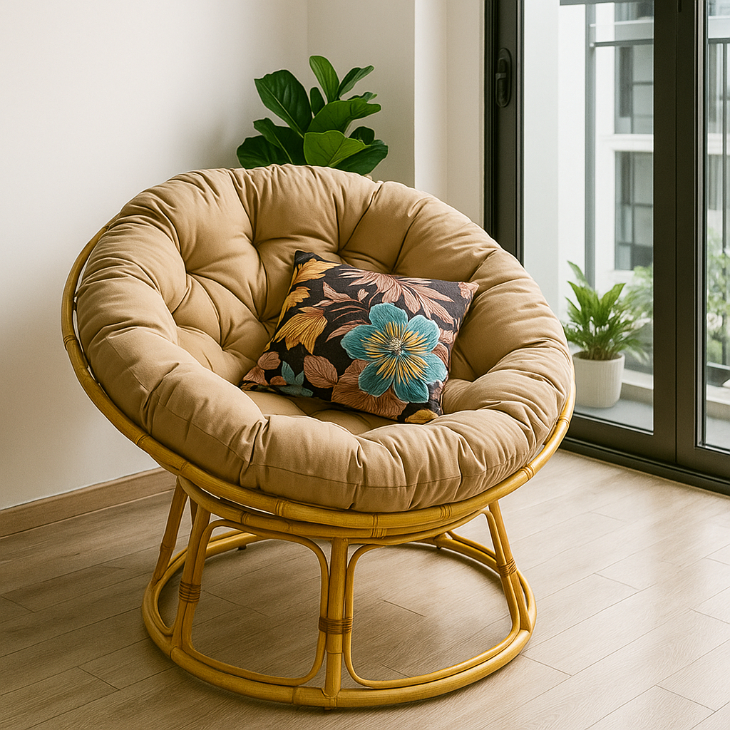 Nệm ghế Papasan SMARTHOMES vải bố kèm bông gòn cao cấp dùng cho ghế lười papasan mây