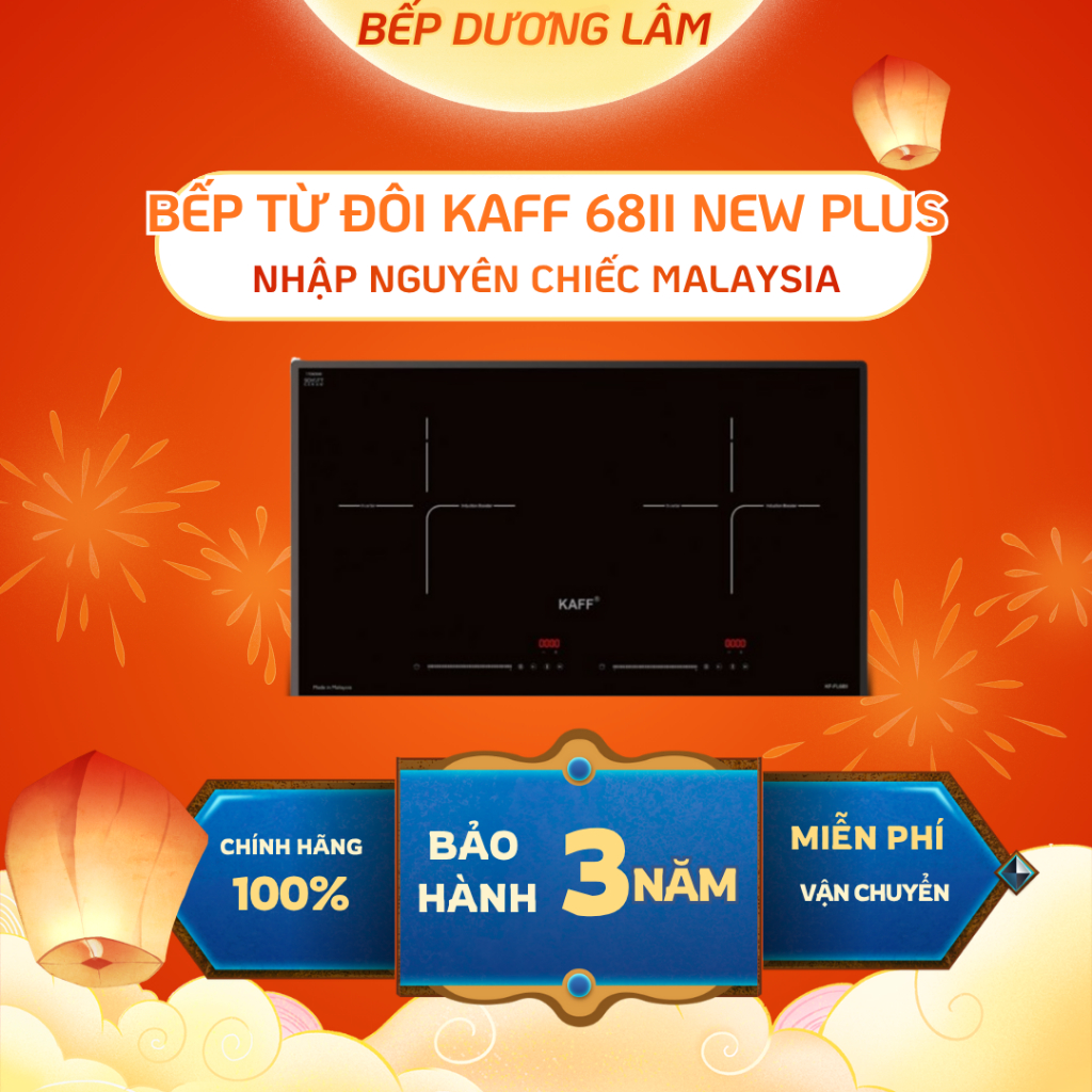 Bếp từ đôi KAFF FL68II NEW PLUS-Nhập khẩu Malaysia-Kính schott Đức - Bảo hành chính hãng 5 năm