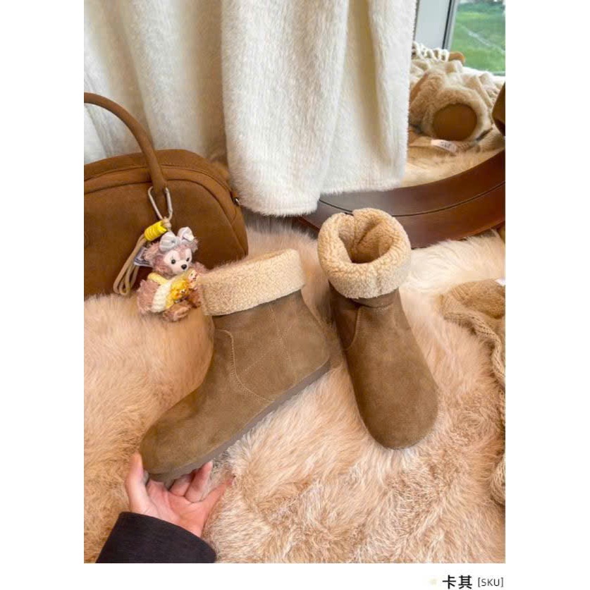 (Form nhỏ)Bốt nữ cao cấp cổ lông phong cách trẻ trung đi 2 kiểu đế nhẹ 2cm KIRA, chân mập tăng size Boots | BigBuy360 - bigbuy360.vn