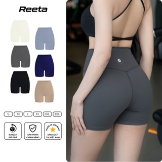 Quần đùi legging thể thao Reeta tập gym yoga, legging nữ cạp cao tôn dáng co giãn 4 chiều cao cấp - A3046
