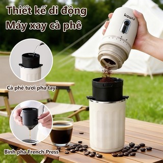  Kawu máy pha cà phê cầm tay mini 3 trong 1 điều chỉnh độ mịn Sạc qua USB cà phê nhỏ giọt Espresso 