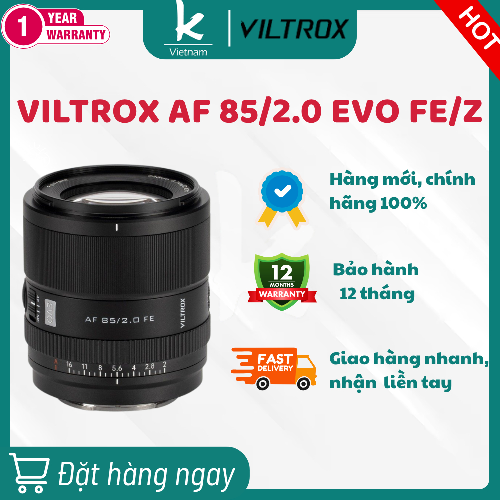 Ống Kính Viltrox AF 85mm F2.0 EVO FE/Z Cho Máy Ảnh Sony/Nikon Full Frame