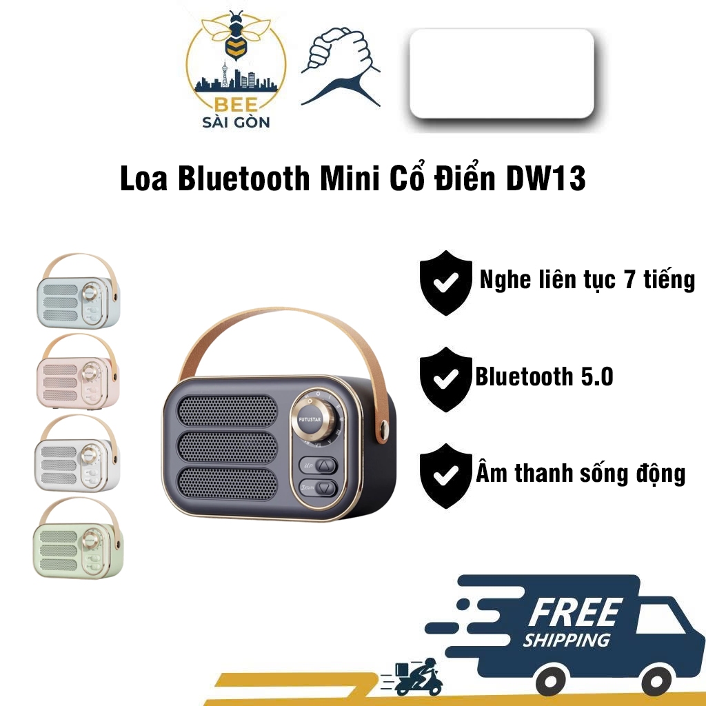 Loa Bluetooth Mini Cổ Điển DW13 Âm Thanh Sống Động, Nghe Liên Tục 7 Tiếng, Bluetooth 5.0, Bass Trầm 