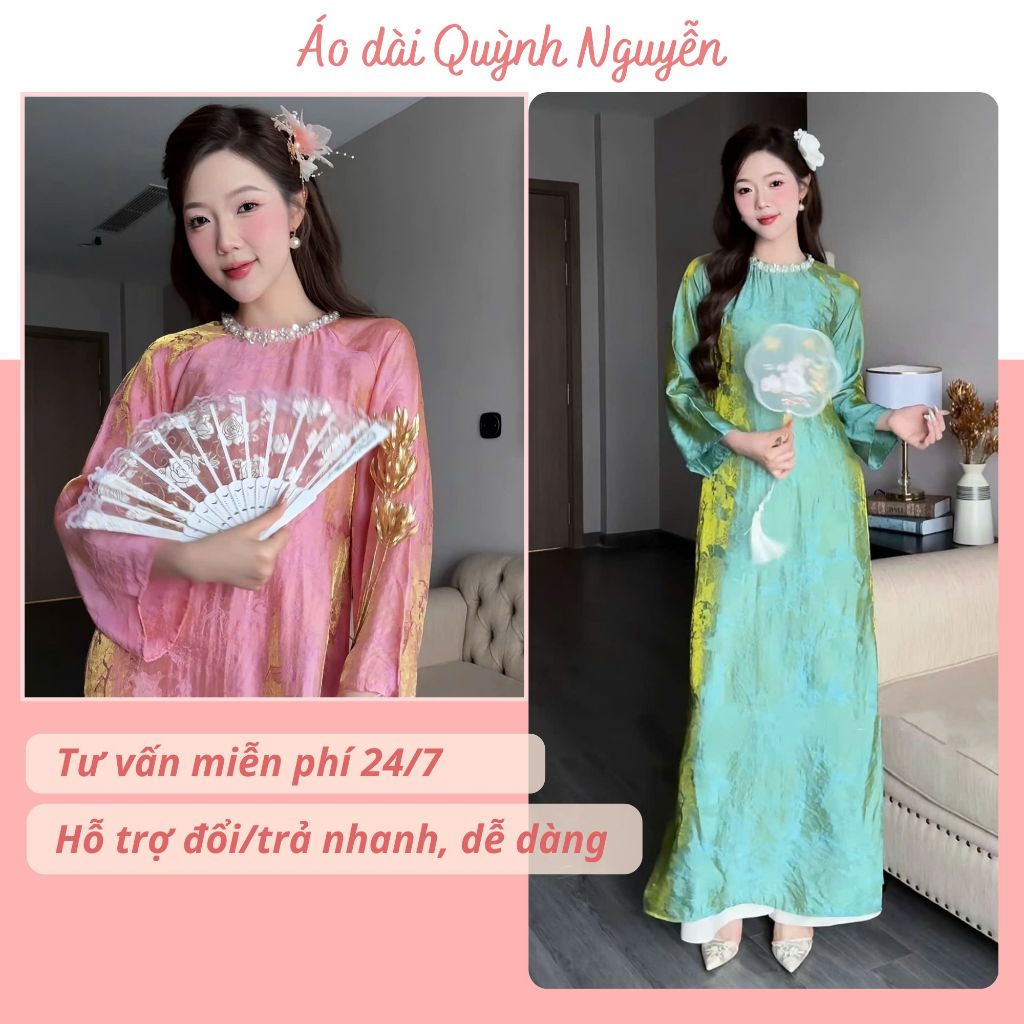 [SẴN HÀNG] Áo dài cách tân CÁT TƯỜNG, áo dài tết 2026 dáng suông cổ ngọc tay loe lụa tằm, nhăn tự nhiên MÃ CT09