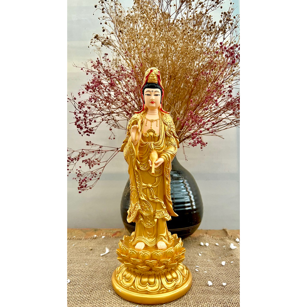 Hoả Tốc - Tượng Phật Quan âm đứng 38cm đủ màu lựa chọn
